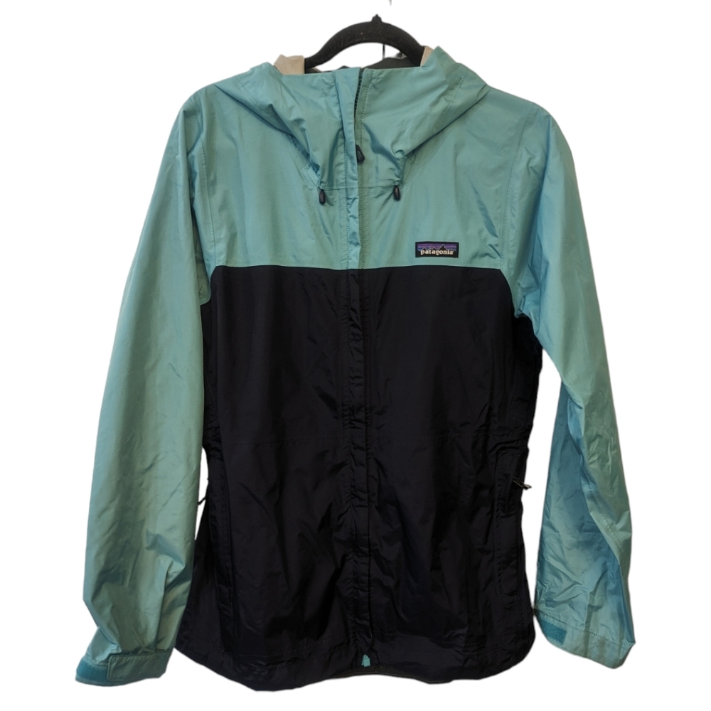Patagonia Torrentshell Waterproof Blue Color Block Zip Jacket. Medium